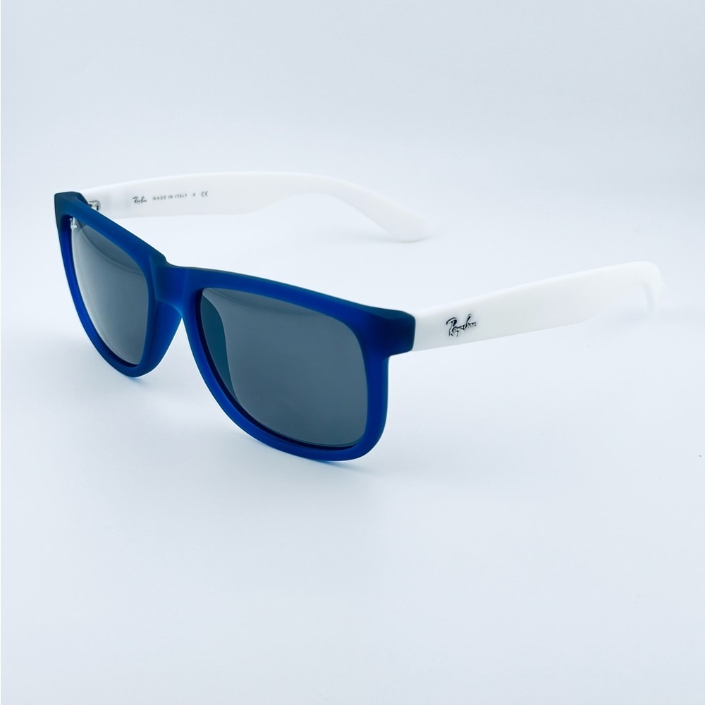Ray-Ban Justin Sunglasses RB4165 Matte Transparent Blue Frame with Gray Lenses - Picture 9 of 14